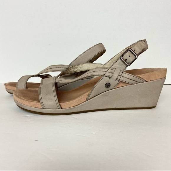 UGG Kenley Nubuck Suede Oyster Women’s Wedge Sandal Size 8 - Picture 3 of 8